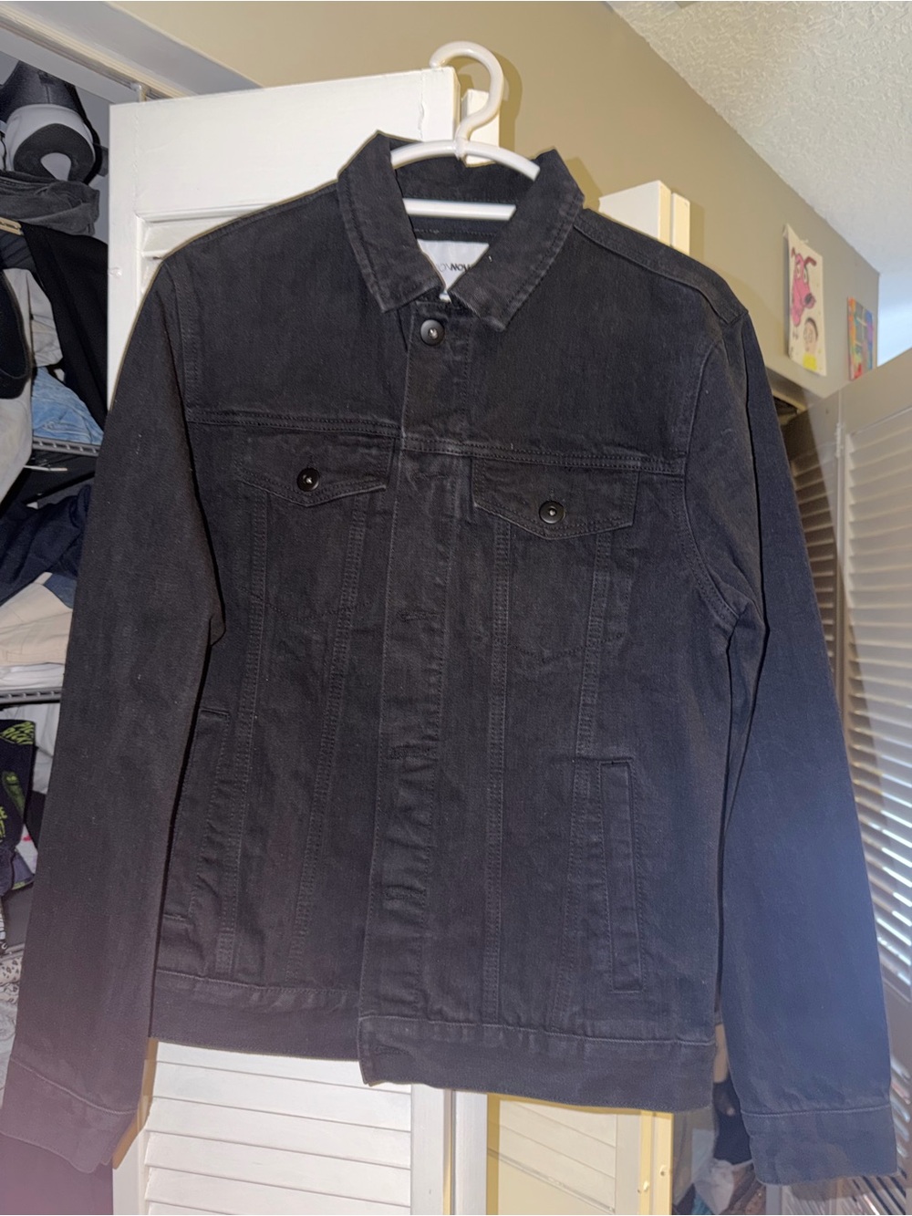 Men's Black Denim Jacket - Classic Trucker Style